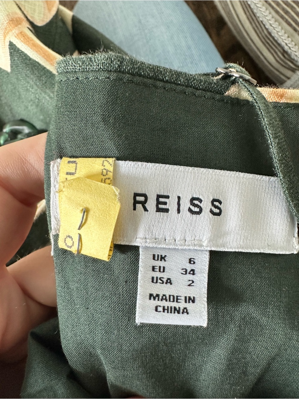 REISS Alice 100% Linen Floral Wrap Midi Dress Green Size 2 - Picture 7 of 9